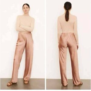 VINCE Satin Crinkle High Rise Wide Leg Pull On Pant